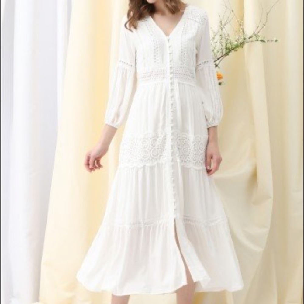 Button Down Embroidered Dress